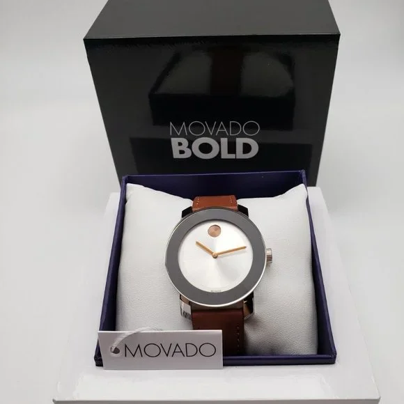Movado Cognac Leather Ladies 36mm Watch display picture 3